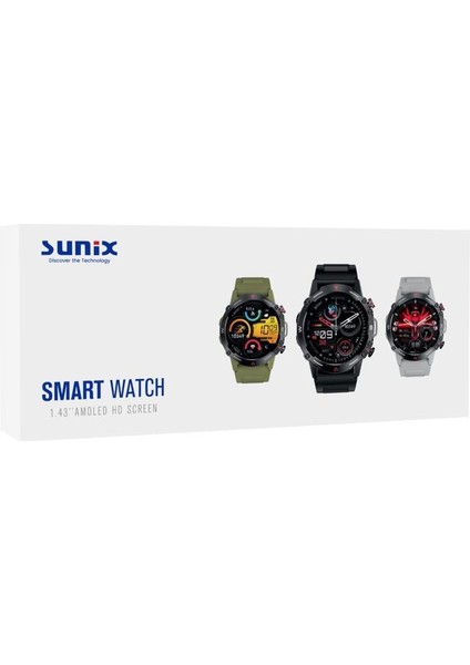 Smart Watchh 1.43" Amoled Hd Ekran 410 Mah Pil Ömürlü Akıllı Saat Gri