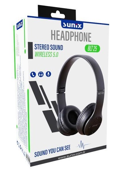Wireless 5.0 Stereo Kulak Üstü Bluetooth Kulaklık Siyah Blt-25