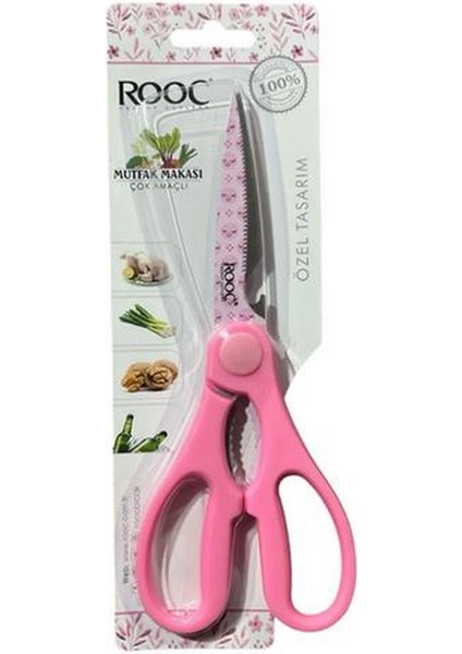 Çok Amaçlı Mutfak Makası Pembe Deseli(Gülen Yüz)