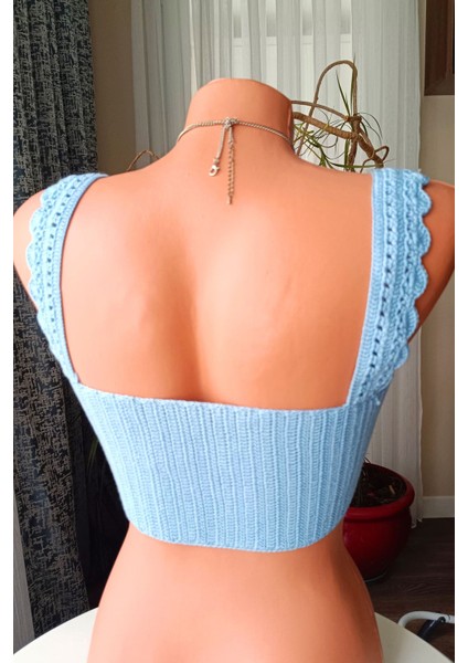 Askılı Mavi Renk Özel Tasarım Bikini Üstü fırsatları
