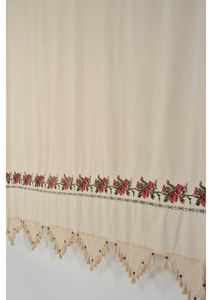 Pamuk Buldan Perdesi Kırmızı Kanaviçe Yıkanmış Yumuşatılmış Kumaş Otantik Bodrum Perdesi Sezon modelleri