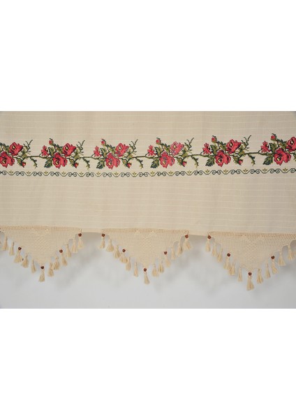 Pamuk Buldan Perdesi Kırmızı Kanaviçe Yıkanmış Yumuşatılmış Kumaş Otantik Bodrum Perdesi Sezon indirimleri