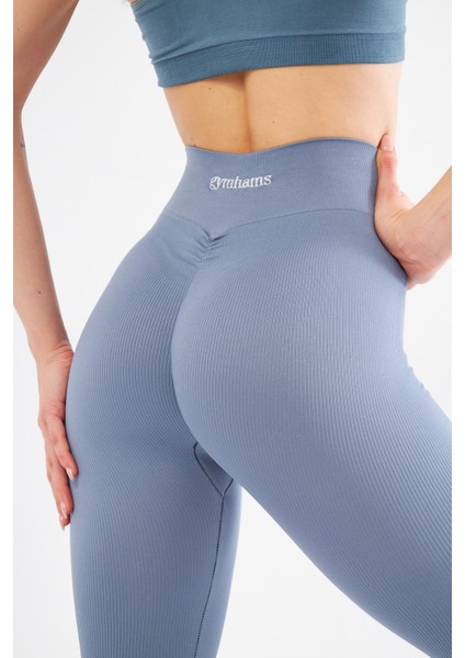 Kalçası Büzgülü Premium Fitilli Ekstra Push Up Yüksek Bel Esnek Ve Toparlayıcı Spor Tayt