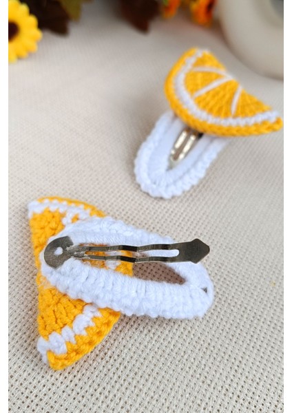 Limon Desenli Çocuk Bebek Saç Tokası / Çıtçıtlı Toka Saç Aksesuarı Meyve Işlemeli fırsatları