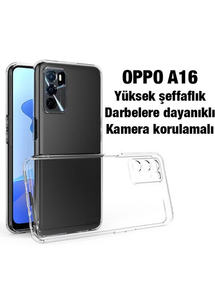 Oppo A16 Kılıf Kamera Korumalı Ultra Ince Şeffaf Silikon Kılıf