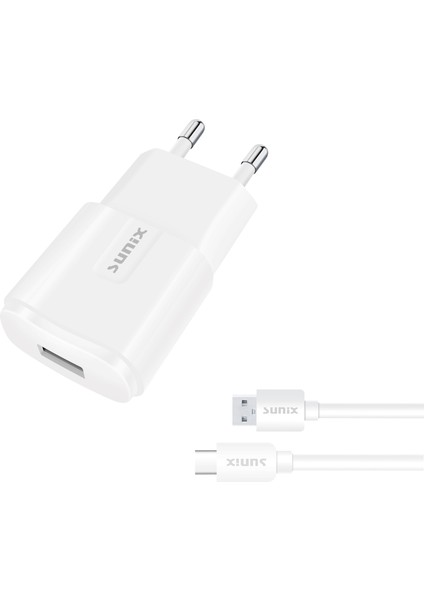 2.1A Usb-A Girişli Type-C Şarj Aleti Seti Beyaz S-21