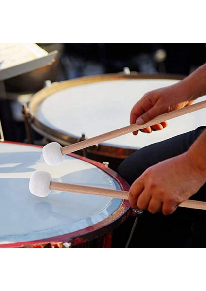 Timpani Trampet Davul Enstrüman Aksesuarları Için 2 Baget Beyaz Keçe Baget Vurmalı Tokmaklar. (Yurt Dışından)