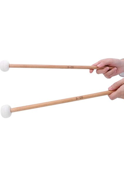Timpani Trampet Davul Enstrüman Aksesuarları Için 2 Baget Beyaz Keçe Baget Vurmalı Tokmaklar. (Yurt Dışından)