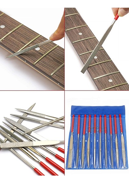 Gitar Dosyaları Seti, 10 Adet Fret Somun Eyer Yuvası Pickguard Taşlama Dosyaları Seti Luthier Onarım Aracı Gitar Keman Için (Yurt Dışından)