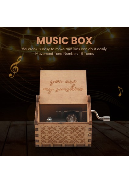 Sen Ahşap Müzik Kutularısın, Vintage Ahşap Güneş Işığı Müzik Kutusu Doğum Günü / Noel Günü Hediyeleri (Yurt Dışından)