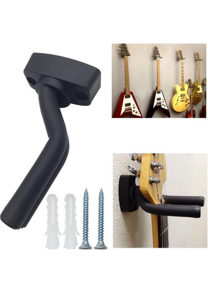 Paket Siyah Gitar Askı Kancası Tutucu Duvara Montaj Ekranı Vidalarla Çoğu Gitara Uyar (Yurt Dışından)