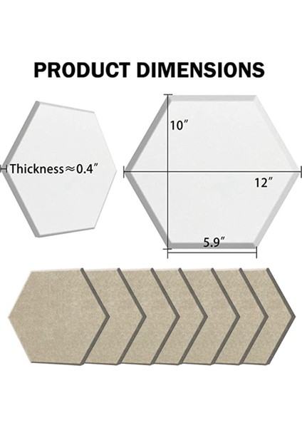 12 Parça Altıgen Akustik Panel, 12X10X 0,4 Inç, Ev ve Ofis Için Şık Akustik Duvarlar (Açık Deve Rengi) (Yurt Dışından)