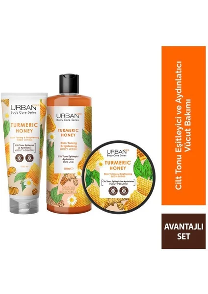 Urban Care Body Series Turmeric Honey Cilt Tonu Eşitleyici ve Aydınlatıcı 3'lü Set