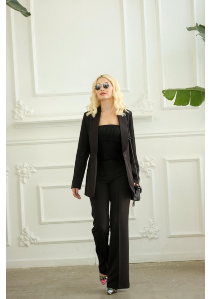 Astarlı Kuşaklı Blazer Set Ikili Takım Siyah fiyatları