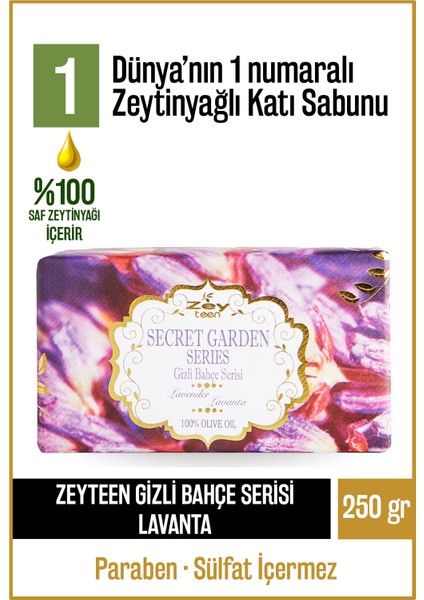 Doğal Gizli Bahçe Seri Lavanta Ve Zeytinyağlı Katı Sabun Lavantalı Zeytinyağı El Sabunu 250 gr