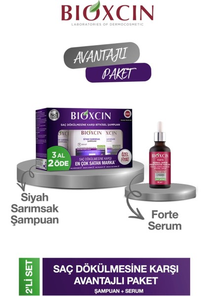 Sarımsak Şampuanı 3 Adet 300 ml + Forte Serum 50 ml 1 Adet