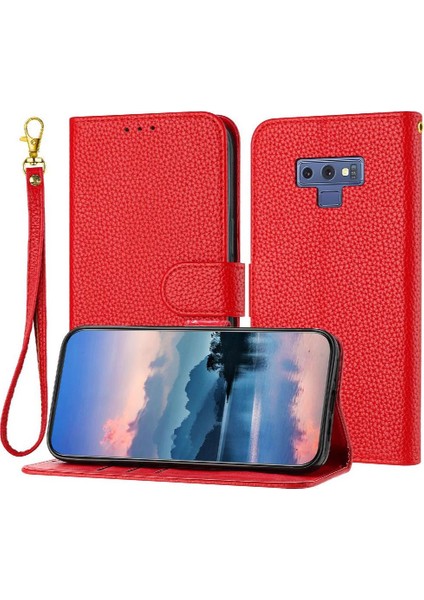 Samsung Galaxy Not 9 Için Telefon Kılıfı Litchi Desen Kart Yuvaları Tutucu Flip (Yurt Dışından)