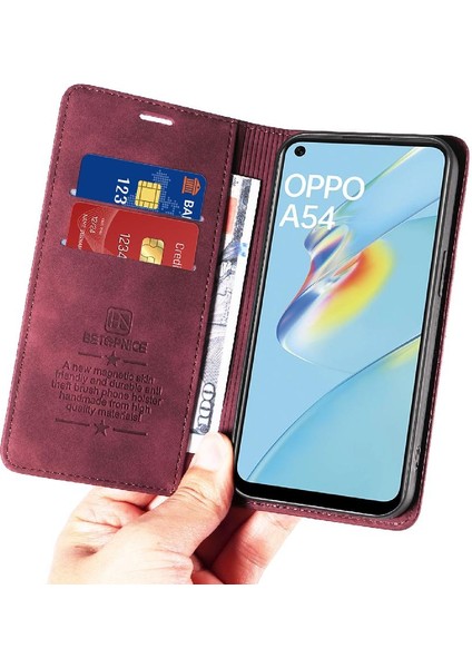 Oppo Için Kılıf A16 4G/A16S/A54S Folio Cüzdan Manyetik Pu Deri Koruyucu (Yurt Dışından)
