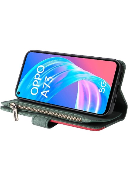 Oppo A92S/OPPO 4z Iki Renkli Dikiş Fermuar Cüzdan Tarzı Dokuz (Yurt Dışından)