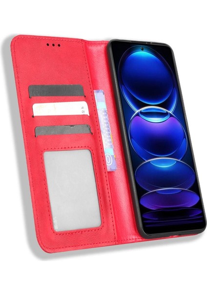 Xiaomi Redmi Için Not 12 5g Manyetik Kapatma Pu Deri Cüzdan (Yurt Dışından)