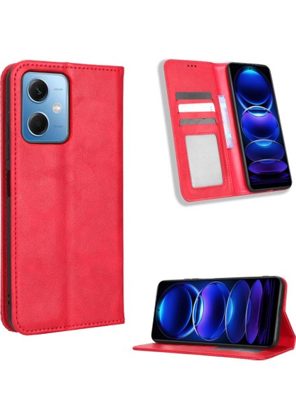 Xiaomi Redmi Için Not 12 5g Manyetik Kapatma Pu Deri Cüzdan (Yurt Dışından)