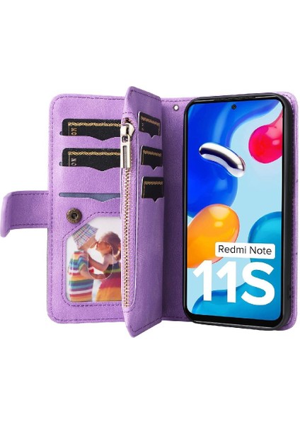 Xiaomi Redmi Not 11 4G/11S Iki Renkli Dikiş Fermuar Cüzdan (Yurt Dışından)
