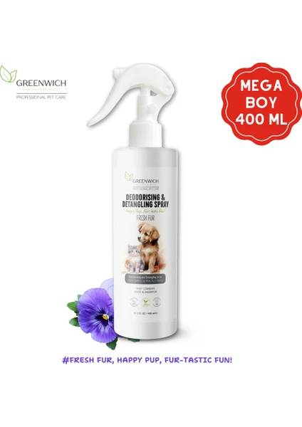 Tüy Dolaşıklık Kıtık Açıcı Koku Giderici Kolay Tarama Spreyi Vegan Kedi Köpek Uzun Kısa Parlak Tüyler 400 ml