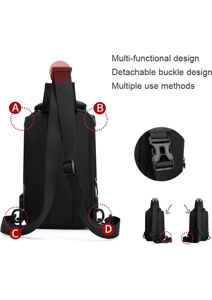 Yuekeda-Erkekler USB Şarj Crossbody Çantası (Yurt Dışından) indirimleri