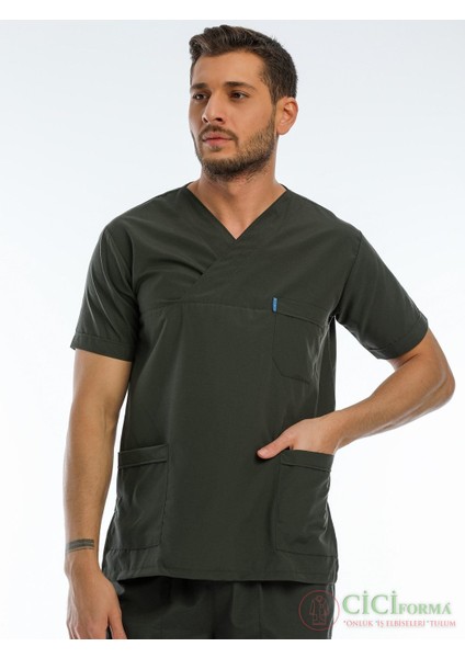 Erkek Haki Yeşil Kısa Kol Zarf Yaka Hastane Forma fiyatları