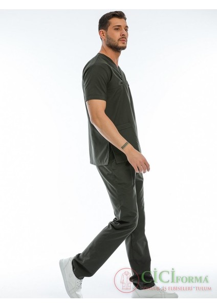 Erkek Haki Yeşil Kısa Kol Zarf Yaka Hastane Forma fırsatları