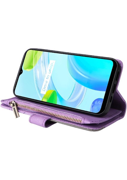 Kart Yuvası Standı Kickstand Koruyucu Fermuar ile Realme C30 4g Için Kılıf (Yurt Dışından) modelleri
