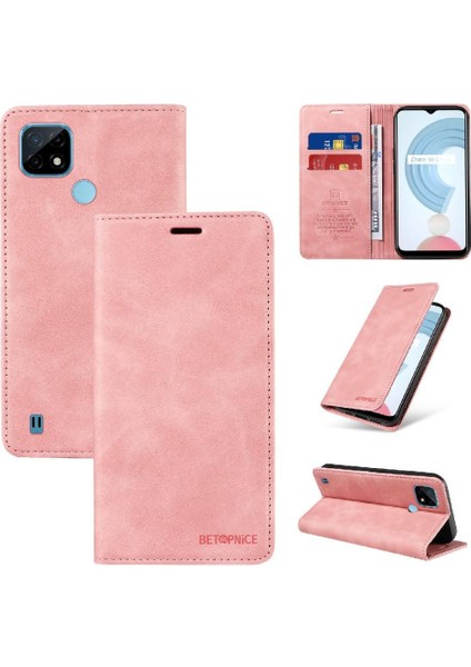 Realme C21/C21Y/C25Y Manyetik Pu Deri Folio Cüzdan Koruyucu Kılıf (Yurt Dışından)