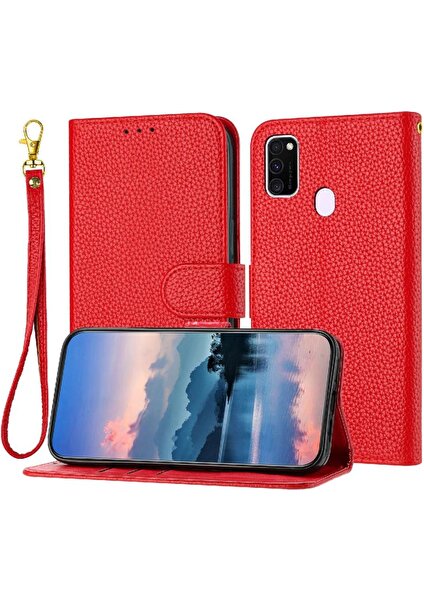 Manyi Mall Samsung Galaxy M30S Için Telefon KILIFI/M21 Flip Folio Litchi Desen Cüzdan Pu (Yurt Dışından)