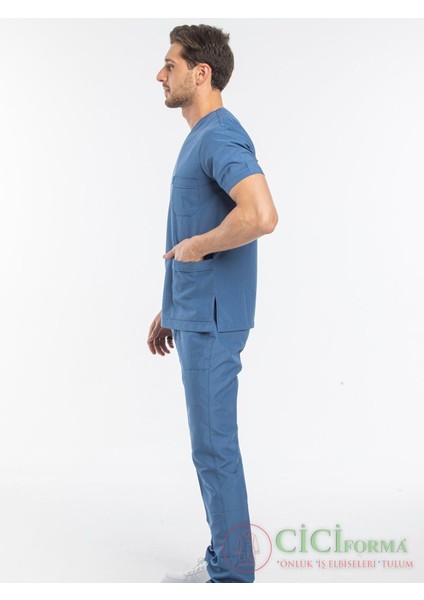 Zarf Yaka Petrol Mavisi Erkek Takım modelleri