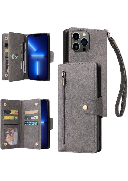 El Kayışı Fermuar Cüzdan Kapak ile iphone 13 Pro Kart Tutucu Için Kılıf (Yurt Dışından)