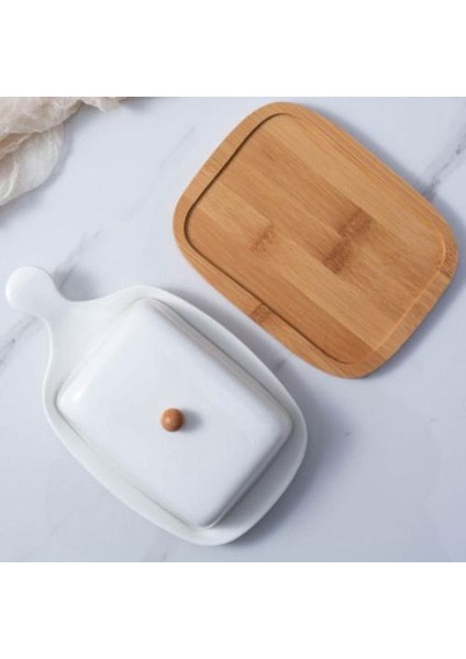 Seramik Teramik Yemeği Kapaklı Doğu / Batı Sahili Tereyağı ile Kolu Bambu Tepsi Basit Saf Dikdörtgen Tereyağı Plaka Mutfak Aracı | Yemekler ve Amp;tabaklar (Yurt Dışından) modelleri
