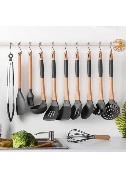 Silikon Kaymaz Kolu Yüksek Sıcaklığa Dayanıklı Yapışmaz Silikon Mutfak Seti 11 Parça Set Ücretsiz Kanca Mutfak Seti | Pişirme Aracı Setleri (Yurt Dışından) modelleri