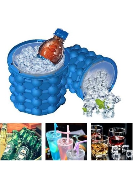 Taşınabilir 2 In 1 Büyük Silikon Buz Kova Kalıp Kapaklı Alan Tasarruflu Küp Maker Araçları Mutfak Parti Barware | Dondurma Makineleri (Yurt Dışından)