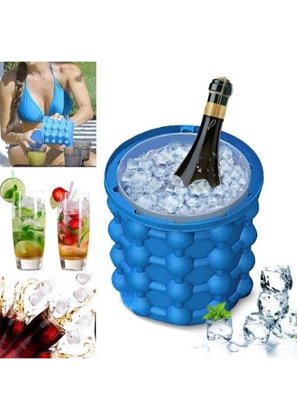 Taşınabilir 2 In 1 Büyük Silikon Buz Kova Kalıp Kapaklı Alan Tasarruflu Küp Maker Araçları Mutfak Parti Barware | Dondurma Makineleri (Yurt Dışından)