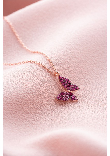 925 Ayar Gümüş Rose Pembe Taşlı Minik Kelebek Kolye fiyatları