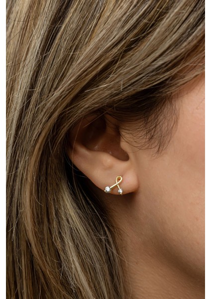 925 Ayar Gümüş Gold Kaplama Minimal Kurdele Küpe modelleri