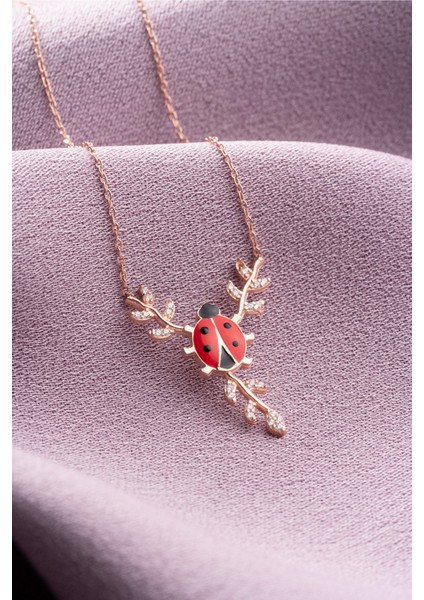 925 Ayar Gümüş Daldaki Kırmızı Mineli Uğur Böceği Kolye modelleri