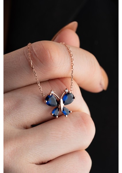 925 Ayar Gümüş Mavi Zirkon Taşlı Yusufcuk Kolye fiyatları