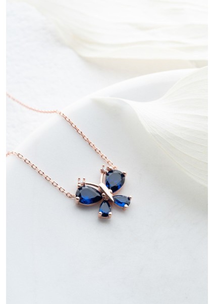 925 Ayar Gümüş Mavi Zirkon Taşlı Yusufcuk Kolye modelleri