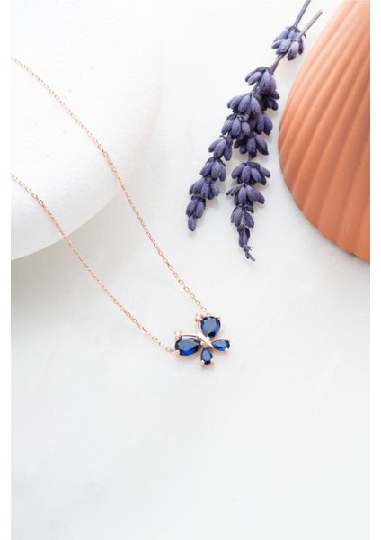 925 Ayar Gümüş Mavi Zirkon Taşlı Yusufcuk Kolye fırsatları