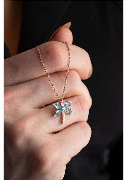 925 Ayar Gümüş Aquamarin Taşlı Yusufcuk Model Şans Kolye