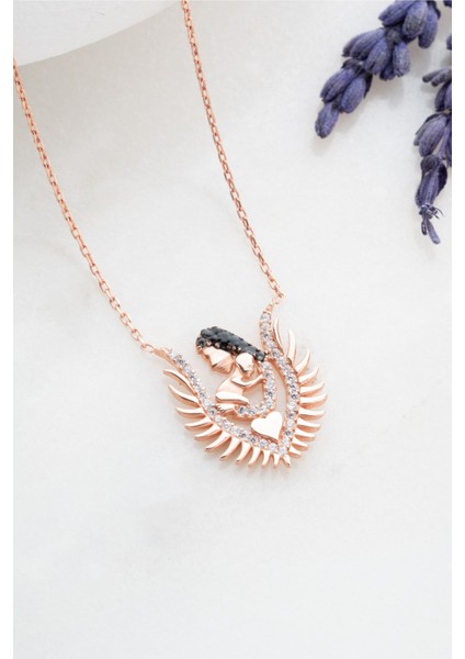 925 Ayar Gümüş Zirkon Taşlı Anne Bebek Tasarım Kolye