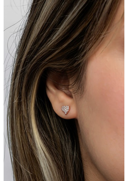 925 Ayar Gümüş Rose Kaplama Minimal Kalp Küpe fırsatları