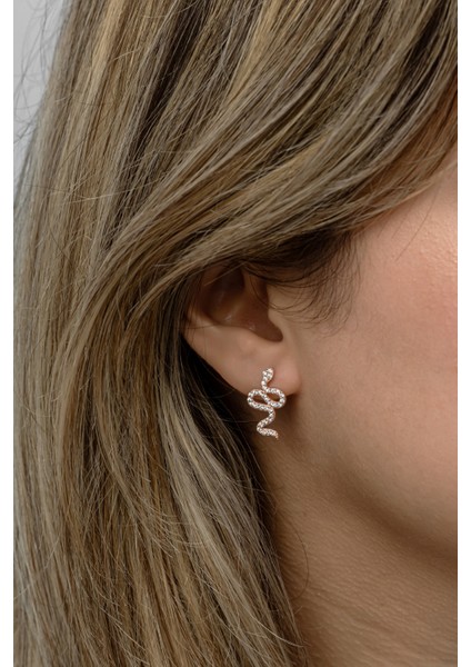 925 Ayar Gümüş Rose Kaplama Yılan Model Küpe fiyatları