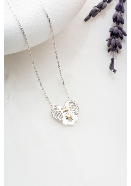 925 Ayar Gümüş Sevgi Düğümü Kalp Kolye modelleri